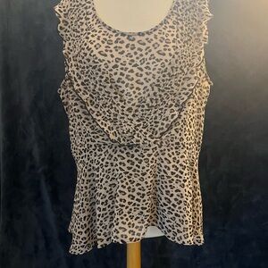 CABi Leopard Print Ruffle Top - EUC